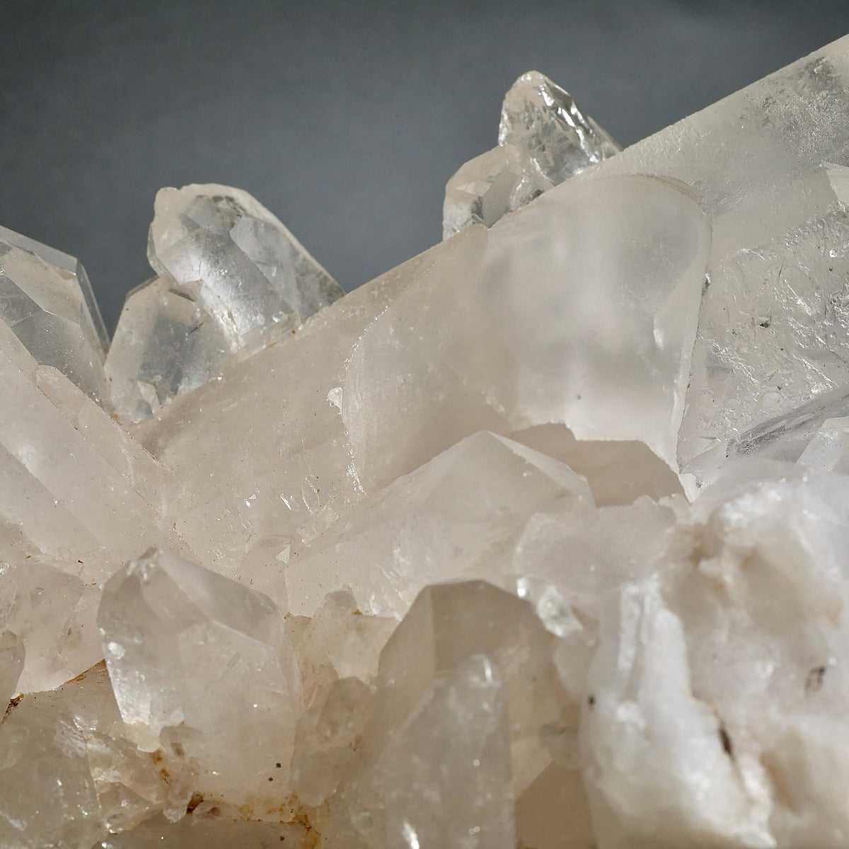 Bergkristall | Nahaufnahme | transparente Kristallspitzen | Struktur Detail | Happy Minerals