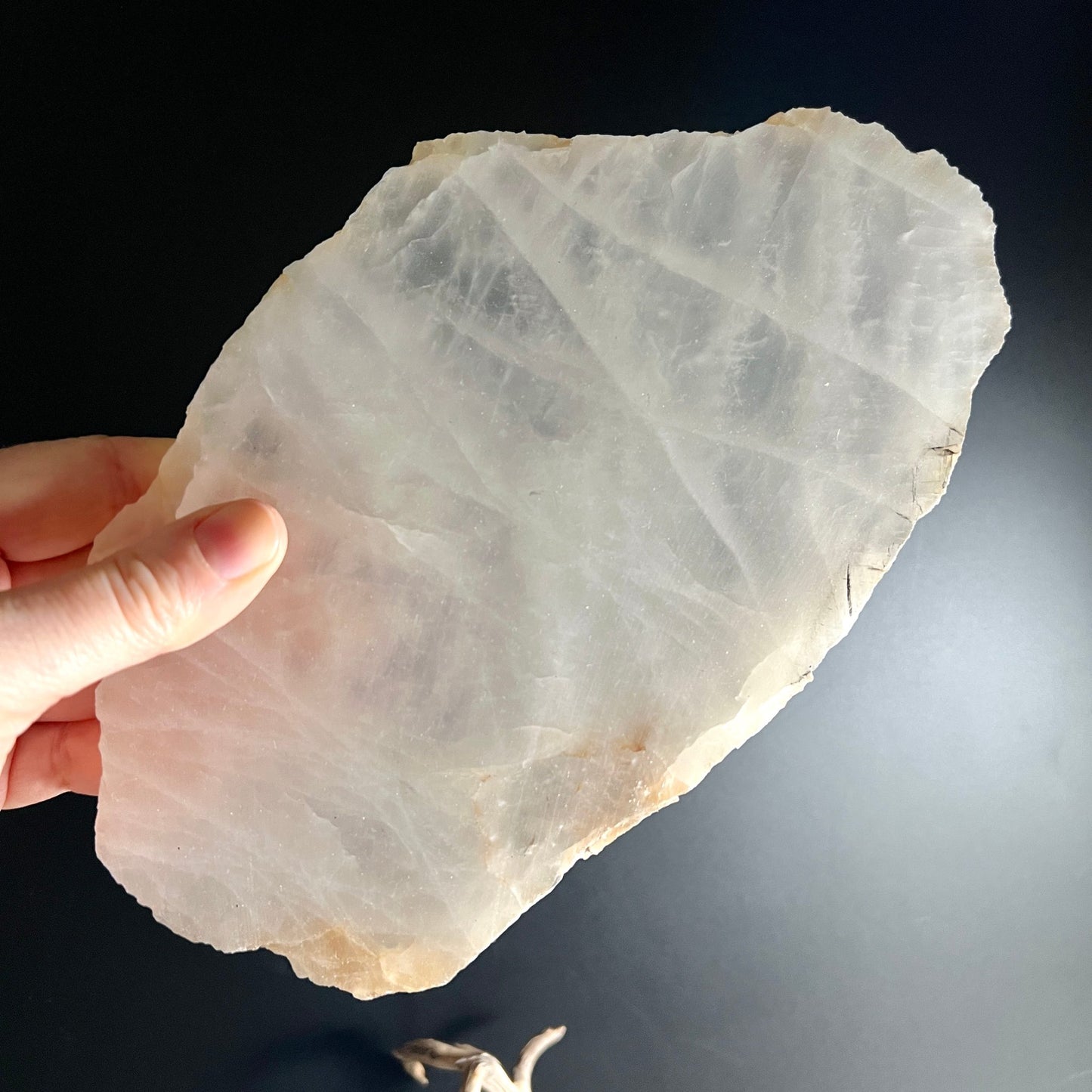 Bergkristall Platte Brasilien | Rückseite durchleuchtend | kreuzförmige Kristallgitter erkennbar | Happy Minerals