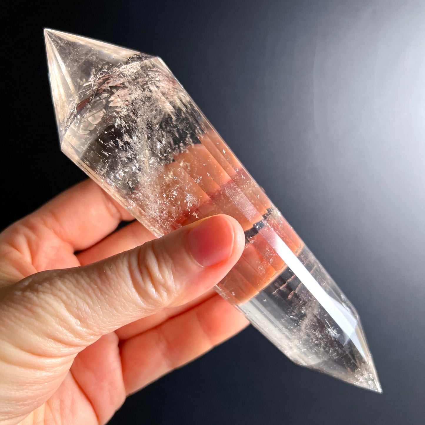 Bergkristall Vogelcut | Hand | Doppelender | rötliche Einschlüsse | Brasilien | Happy Minerals