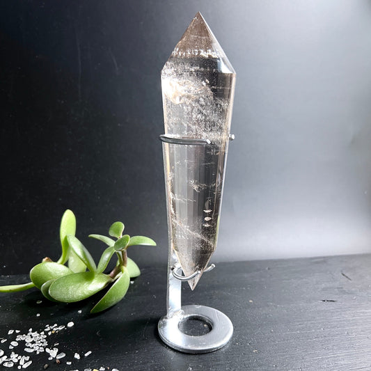 Bergkristall Vogelcut | Metallständer | kristallklar | Unikat Brasilien | Happy Minerals