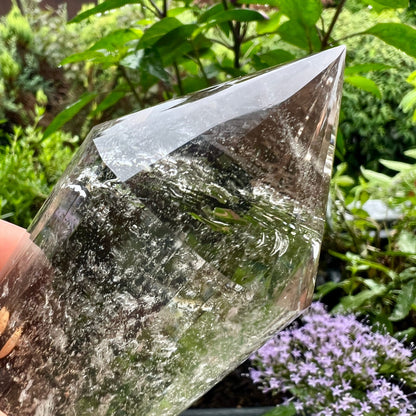 Bergkristall Vogelcut | Spitze Nahaufnahme | Garten | glasklare Facetten | Happy Minerals