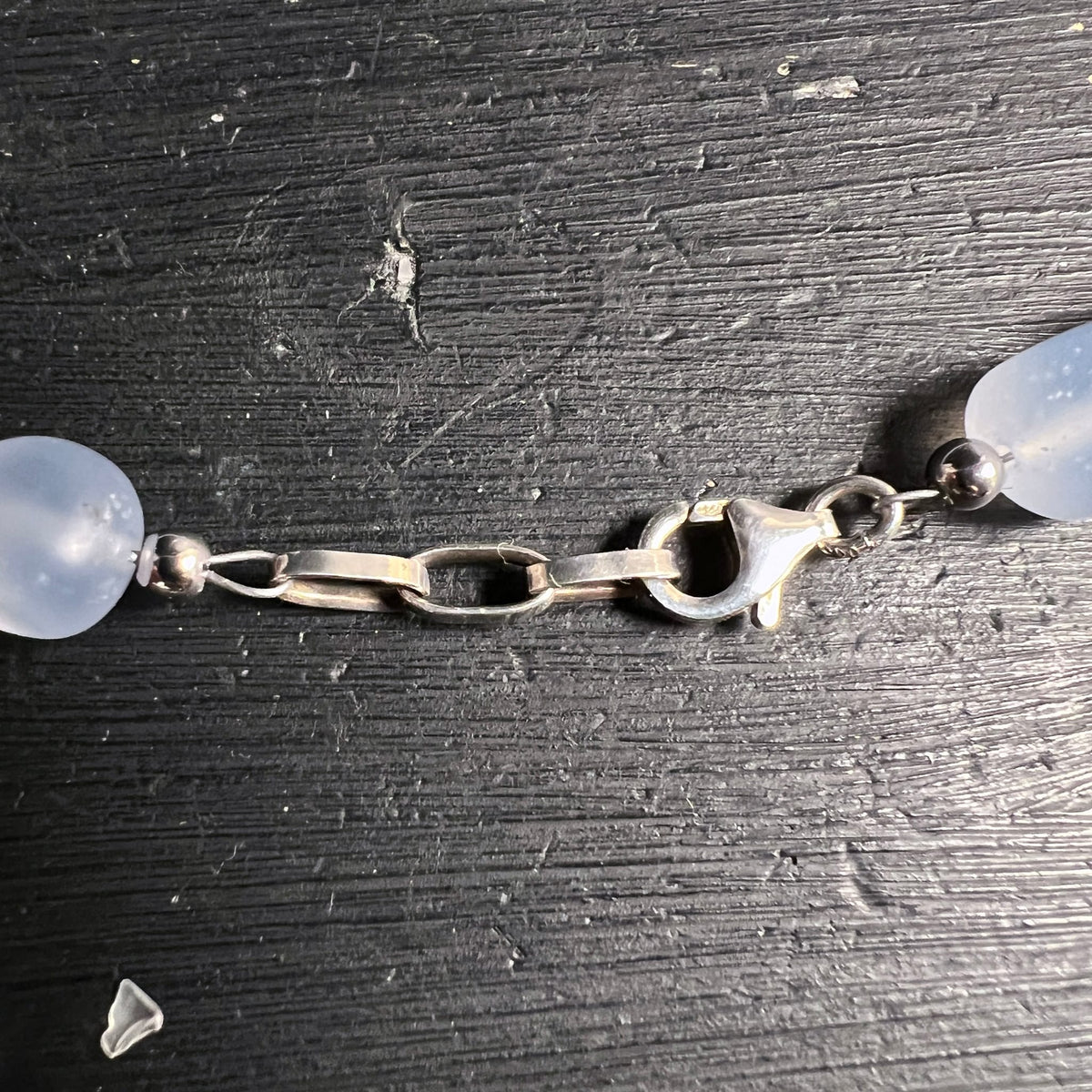 Blauer | Chalcedon | Halskette | Silber | Karabinerverschluss | Detailansicht | Happy Minerals | Türkei