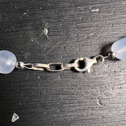 Blauer | Chalcedon | Halskette | Silber | Karabinerverschluss | Detailansicht | Happy Minerals | Türkei