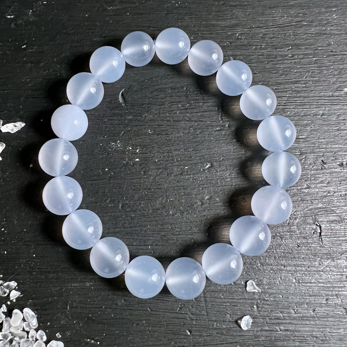 Chalcedon | Armband | milchig-blaue | Kugeln | rund | elegant | Türkei | Variante D | Happy Minerals