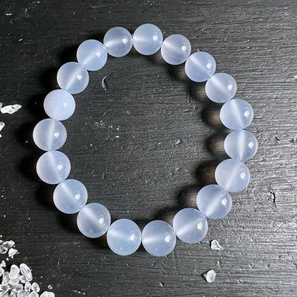 Chalcedon | Armband | milchig-blaue | Kugeln | rund | elegant | Türkei | Variante D | Happy Minerals