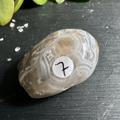 Enhydro Achat | Variante 7 | Brasilien | poliert | braune Bänderung | Spiralen | Happy Minerals