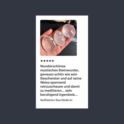 5-Sterne Etsy-Bewertung für mystische Girasol-Handschmeichler mit Lob für Meditation und Energie – Happy Minerals
