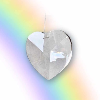Facettiertes Feng Shui Kristallherz 5cm aus klarem Glas
