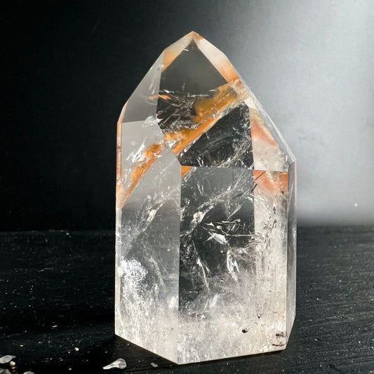 Golden Healer Quarz Spitze | goldene Limonit Einschlüsse | Brasilien Unikat | Happy Minerals