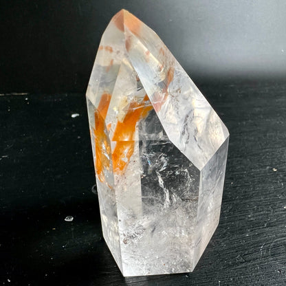 Limonit Quarz Turm | orange Farbader im klaren Kristall | Golden Healer | Happy Minerals