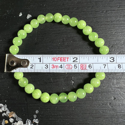 Grüner Calcit Armband | Mexiko | runde Perlen | Maßband Größenmessung | Happy Minerals