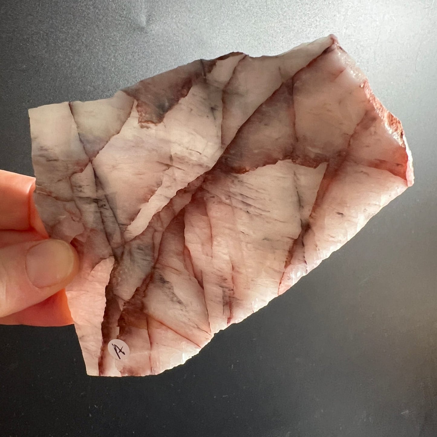 Feuerquarz | Variante | A | rosa | rote | Adern | Hematoid | Quarz | Madagaskar | Happy | Minerals