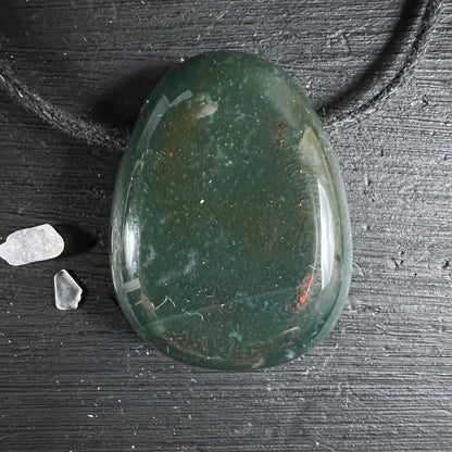 Heliotrope Pendant 30x20mm | Healing Stone for Courage and Grounding