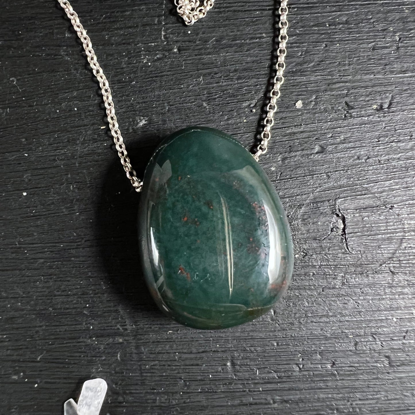 Heliotrope Pendant 30x20mm | Healing Stone for Courage and Grounding