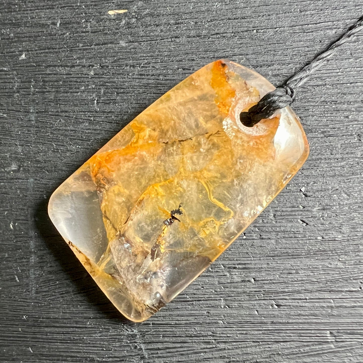 Golden Healer Pendant with Dendrites 32mm | Grounding and Inner Strength