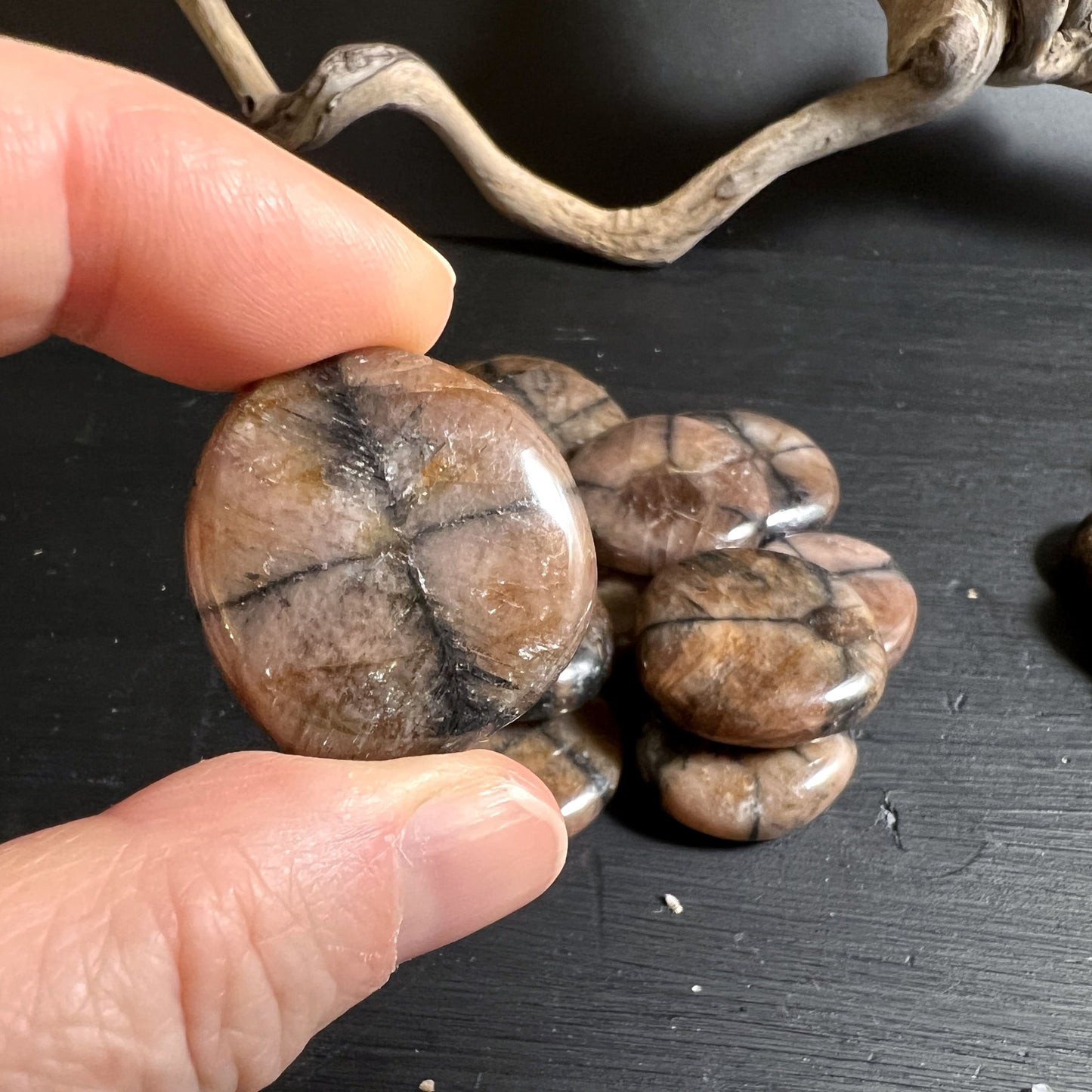 Polierter Chiastolith Taschenstein für Reiki und Meditation | Happy Minerals