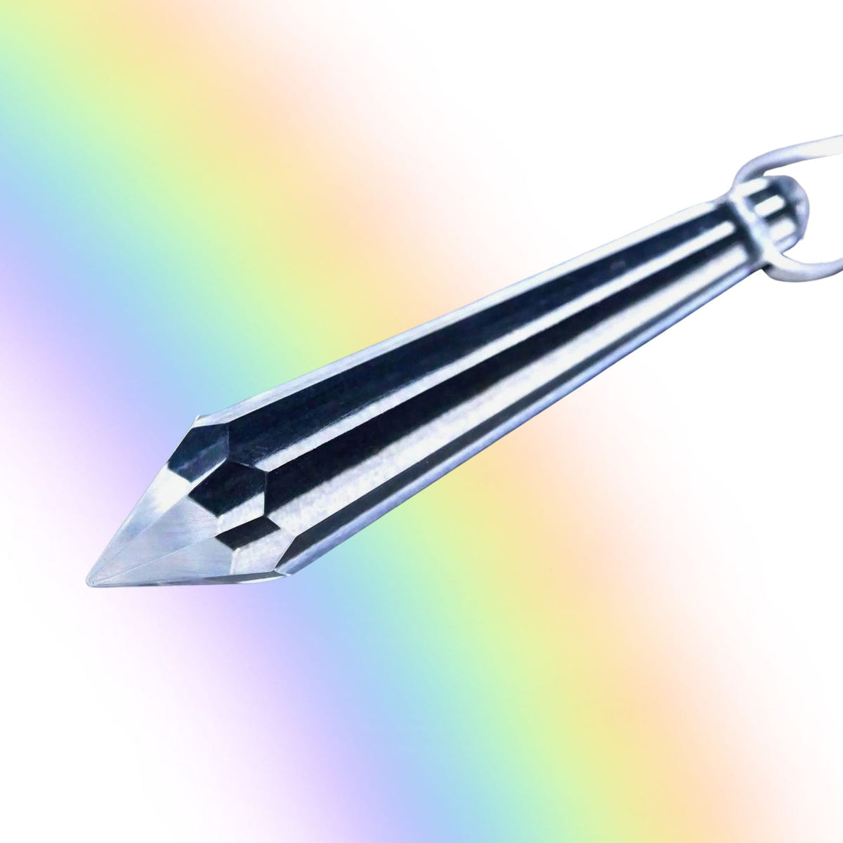 Funkelnder | Kristall-Tropfen | Sonnenfänger | mit Facettenschliff | Regenbogen-Hintergrund | Happy Minerals | Variante 1