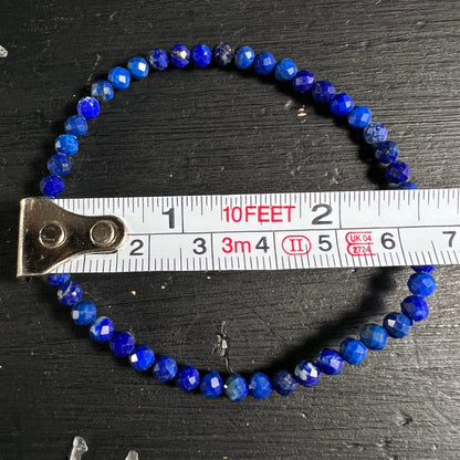 Lapislazuli Armband | Maßband Größenangabe | 6 Zoll | facettierte Perlen Afghanistan | Happy Minerals