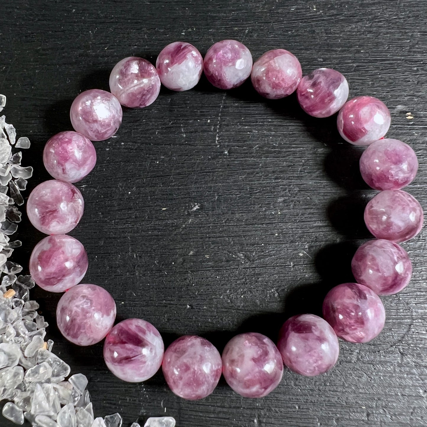 Lepidolith Armband Variante A | rosa-lila Perlen | zarter Flieder | Kreis | Brasilien | Happy Minerals