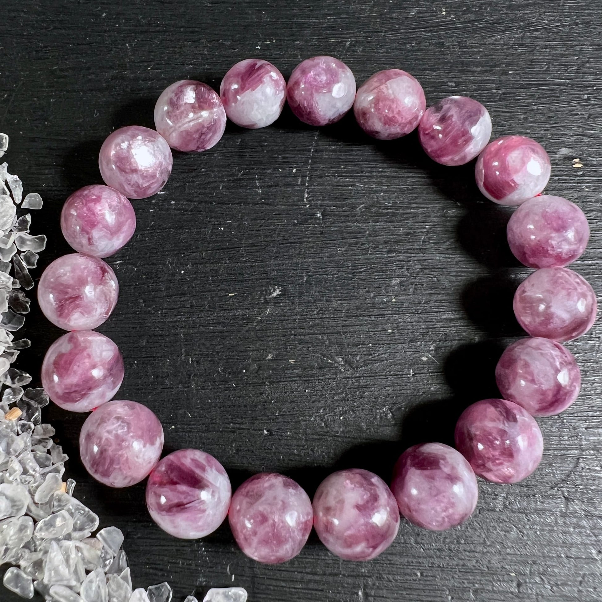 Lepidolith Armband Variante A | rosa-lila Perlen | zarter Flieder | Kreis | Brasilien | Happy Minerals