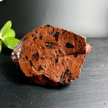 Mahagoniobsidian Rohstein | rotbraune Glanzoberfläche | schwarze Einschlüsse | Mexiko | Happy Minerals