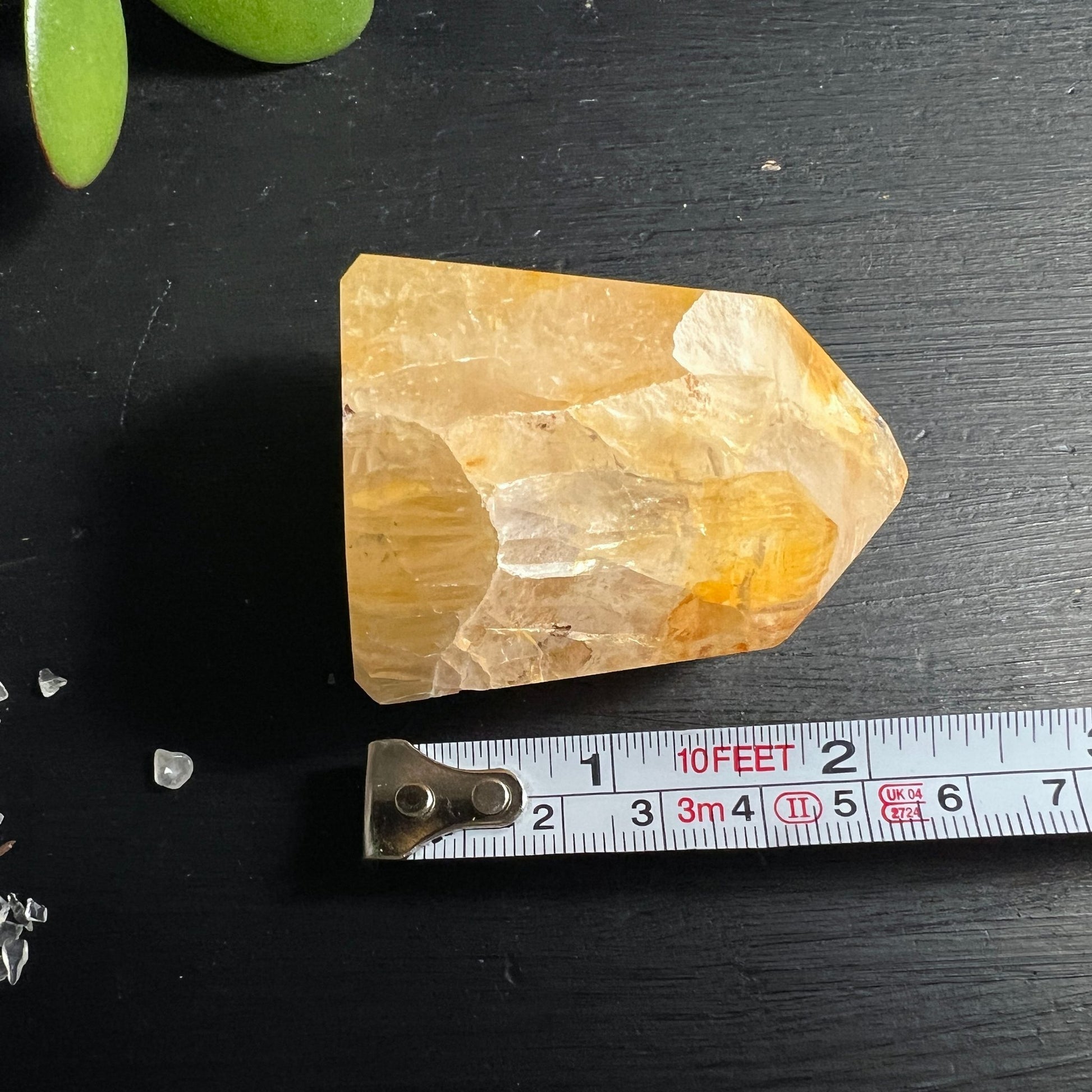 Mandarinen Quarz | Größenvergleich Lineal | 3 Zoll | polierte Spitze | Brasilien | Happy Minerals