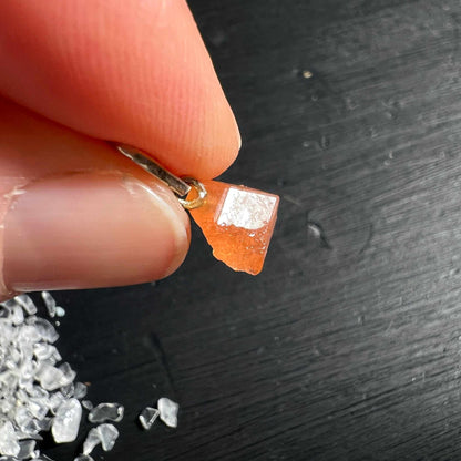 Mandarinengranat Anhaenger roh aus Brasilien mit Silberoese