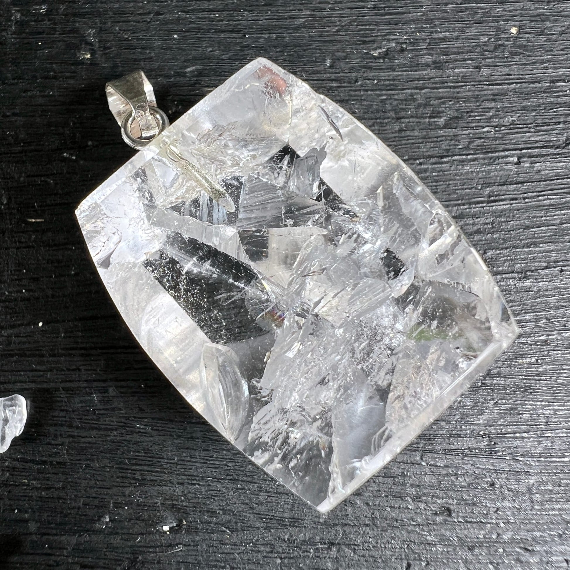 Manifestationsquarz Rechteck | glasklar | innere Kristallwelt | Brasilien | Unikat | Happy Minerals
