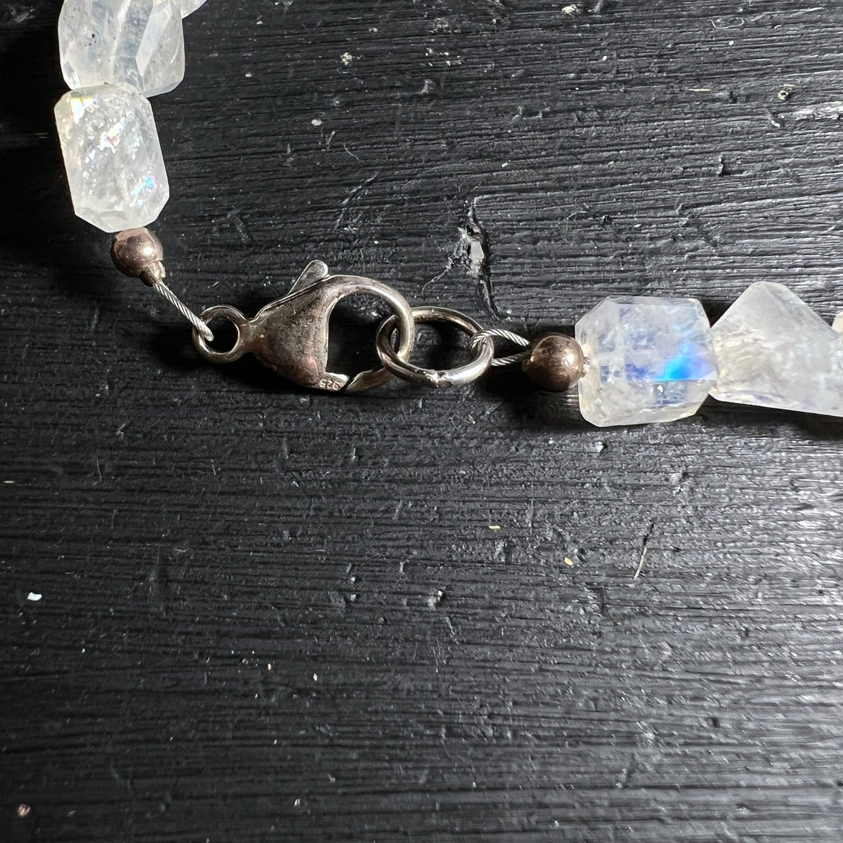 Mondsteinkette | Verschluss Detail | Silber-Karabiner | 925 Sterling | Happy Minerals