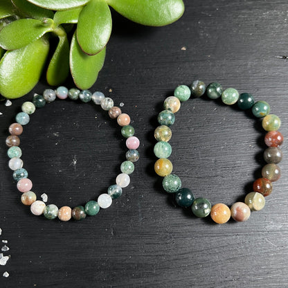 Moosachat Armbänder | zwei Stück | Variante 7 | Sukkulente | verschiedene Grüntöne | Happy Minerals