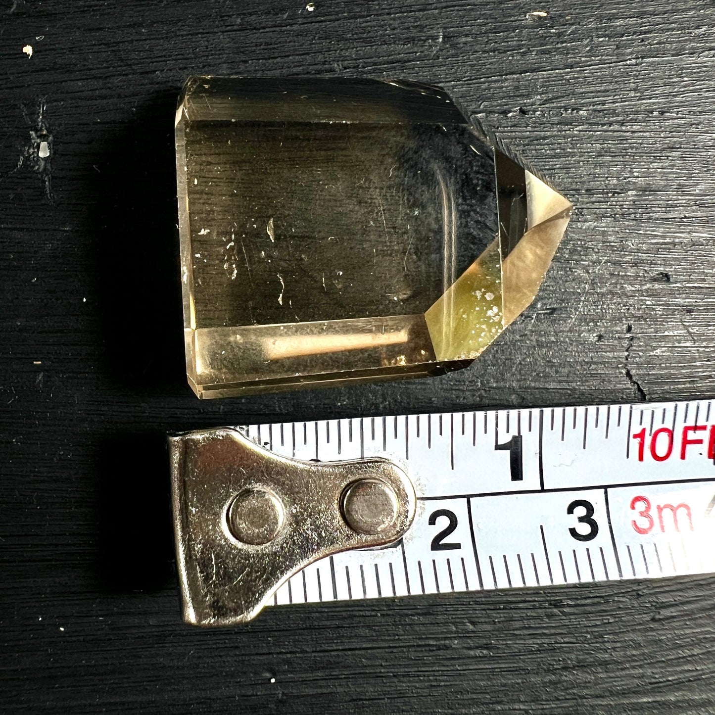 Naturcitrin liegend | Maßband Größenvergleich | ca 3cm | goldgelber Kristall | Madagaskar Unikat | Happy Minerals