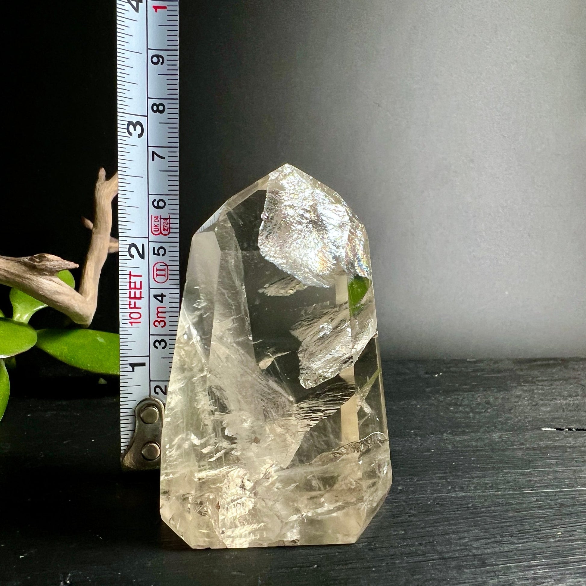 Naturcitrin Spitze | Maßband Größenvergleich | 10cm hoch | Premium Qualität Brasilien | Happy Minerals