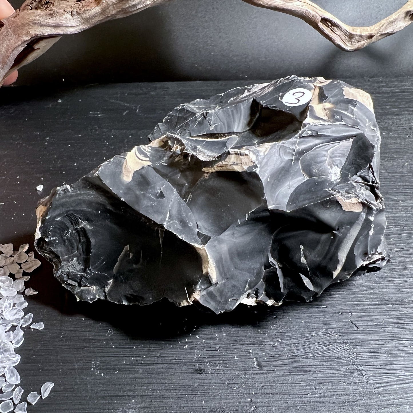 Auswahl nr. 3 Schwarzer Onyx Rohsteine mit Naturstruktur | Happy Minerals