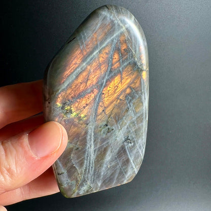 Orange lila Labradorit komplett | gelbe Highlights | durchscheinend | Freeform Unikat | Happy Minerals