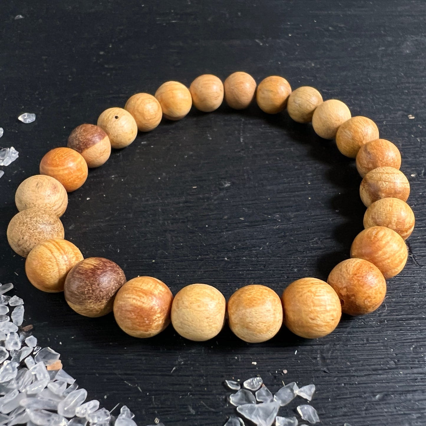 Palo Santo Perlenarmband | naturbelassene Holzperlen | goldbraune Maserung | Peru | Happy Minerals | Variante B