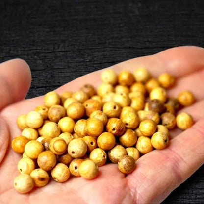 Polierte Palo Santo Kugelperlen | goldener Glanz | Peru Holz | Handfläche | natürlich | Happy Minerals