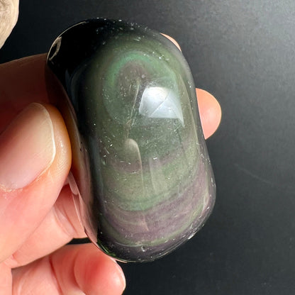 Polierter Regenbogenobsidian 5 | Handschmeichler | sanfte grüne Schimmer | Happy Minerals