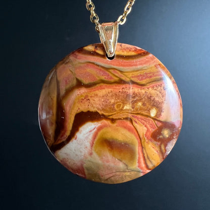 Polychrom Jaspis Anhänger Rückseite | wildes Muster in Rot-Ocker | Happy Minerals