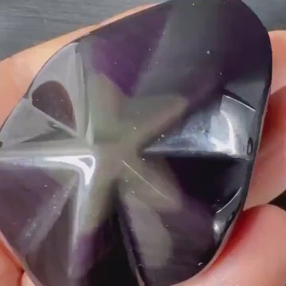 Buy Rainbow Obsidian Star 65mm | Rare Protective Stone with Bluish-Green Sheen