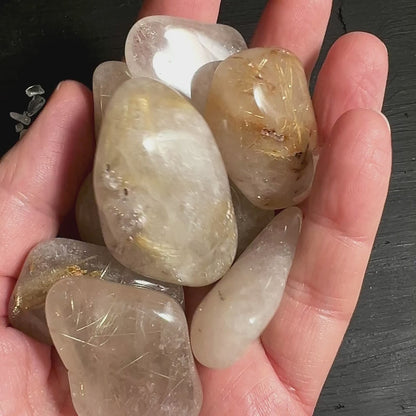 Golden Rutilated Quartz tumbled stone Brazil | 25 mm and 35–40 mm