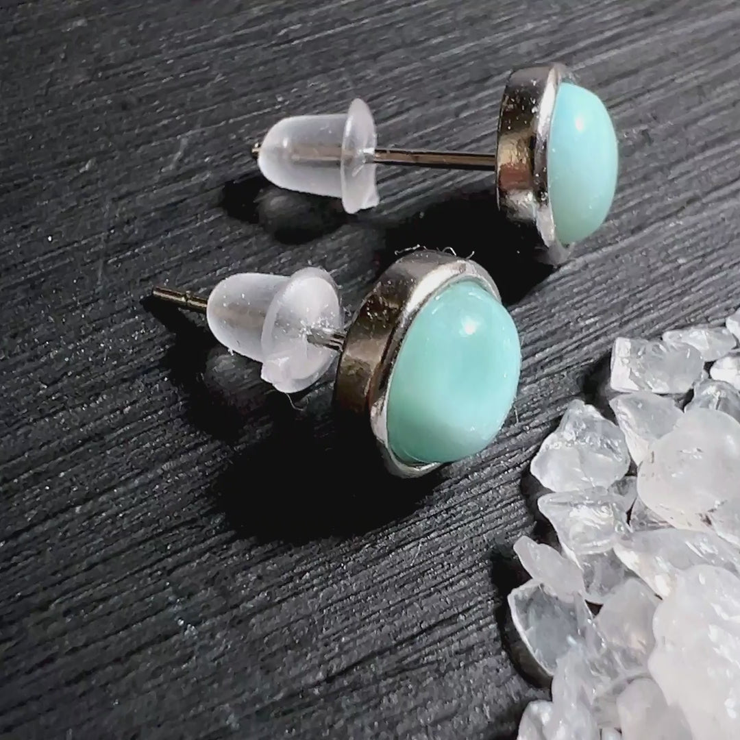 Video von Atlantisstein Larimar Ohrstecker in 925 Silberfassung | Happy Minerals