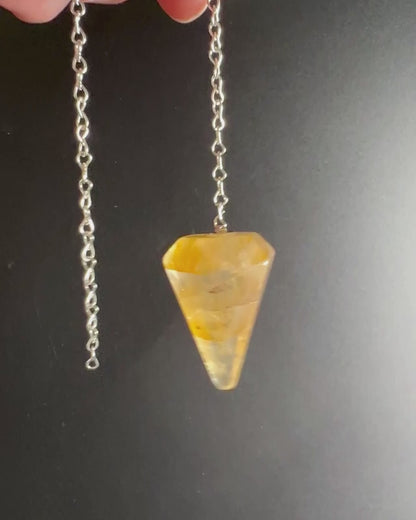 Golden Healer Pendulum 34mm | Golden Limonite Quartz for Clarity and Inner Alignment