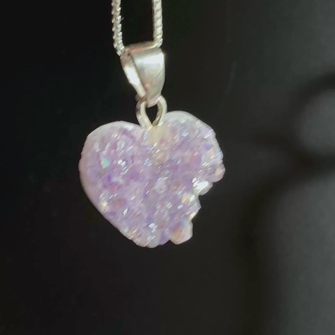 Schimmerndes Angel Aura Amethyst Herzchen, 22mm | Happy Minerals