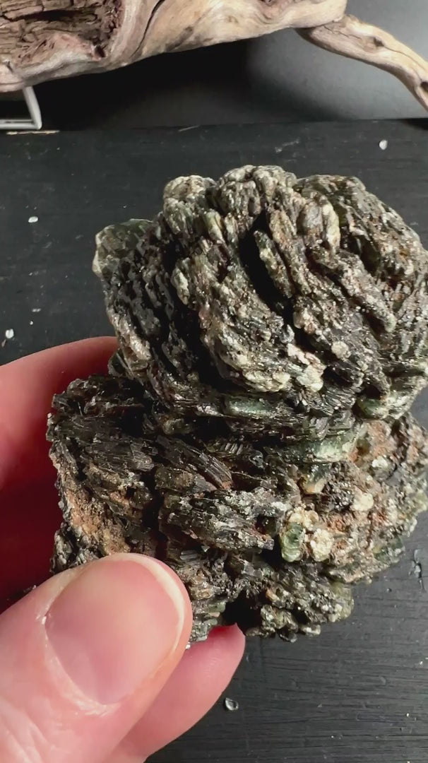 Grüner Muscovit Fuchsit in der Hand | kompakte Rosettenstruktur 165g | Happy Minerals
