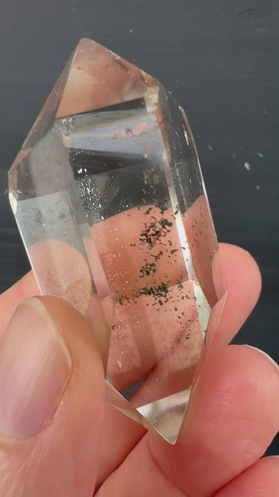 Bergkristall Doppelender 60mm | Chlorit-Einschluss und Rauchquarz-Hauch