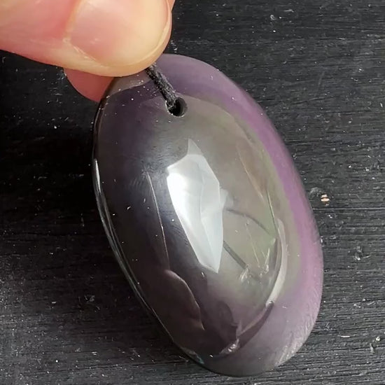Regenbogenobsidian Anhänger 54mm | Schutzstein mit Regenbogeneffekt Video | Happy Minerals