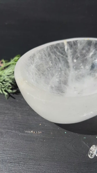 Rock Crystal Bowl approx. 12cm | Golden Healer Inclusions