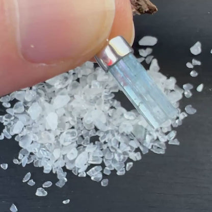 Aquamarine Pendant – raw point in sterling silver