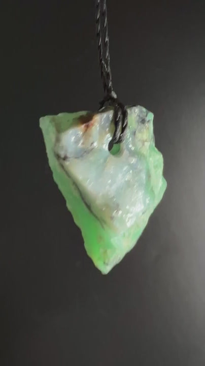 Chrysoprase Rough Stone Pendant 35mm | Heart and Heart Chakra Stone for Inner Peace