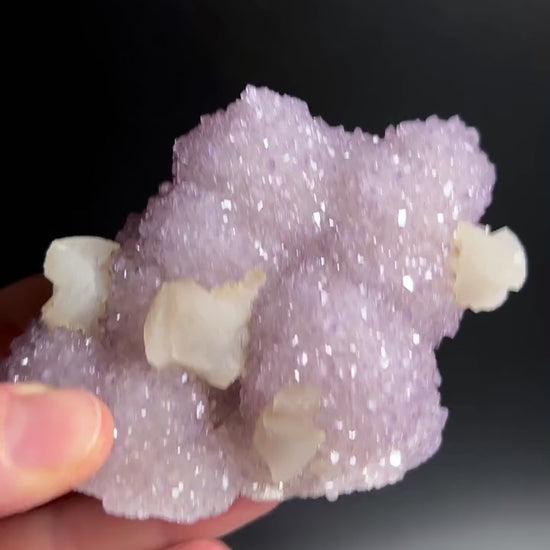 Kaktusamethyst mit Calcit Rohstein 90mm | Gemeinschaft und Seelenfrieden Video | Happy Minerals